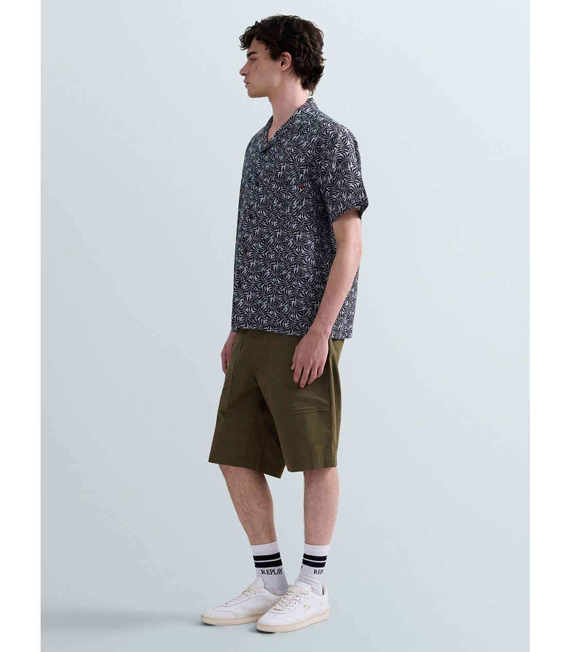 リーフプリントリラックスフィットシャツ 詳細画像 ダークブルー 4